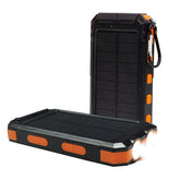 36800mAh Solar Battery Pack - Dual 5V USB Outputs, LED Flashlights & Compass, Portable Charger for Phones Camping (Orange)