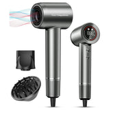 Negative Ionic Blow Dryer -170000 RPM High Speed Brushless Motor for Fast Drying, Low Noise, HD Display Hair Dryer with Diffuser and Nozzle, 5 Temps & 2 Speeds
