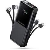 Portable-Phone-Charger - 40000mAh Power Bank PD30W Fast Charger Built-in 2 Detachable Output Cables, Flashlight and LED Display for iPhone and Android iPhone and Most Electronic Devices