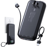 Portable-Charger-15000mAh Power-Bank - Supports PD 30W Fast Charging Built-in AC Wall Plug and 2 Output Cables with LED Display for Most Electronic Devices(Black)