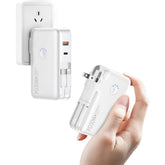 Portable Charger,16000mAh Power Bank Built-in AC Wall Plug and Cables, PD 30W and QC4.0 Fast Charger for iPhone and Android Phones and Most Electronic Devices (White)