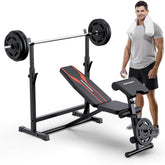 Adjustable Workout Bench Press Set for Home Gym Strength Training