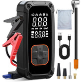 Tire Inflator Portable Air Compressor with Jump Starter - 150PSI & 25000mAh with Tire Pressure Gauge,Electric Air Pump for Car Tires,Motorcycle,Bike