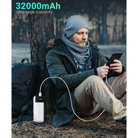 32000mAh Power-Bank-Portable-Charger - Output 5V3A Fast Charger Portable Charger with  LED Display Compatible with Smartphones and All USB Devices (Black)