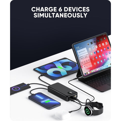 40000mAhPortable Charger 22.5W Fast Charger with 5 Outputs & 2 Inputs LED Display Equipped with Flashlight External Battery Pack for Samsung, Etc