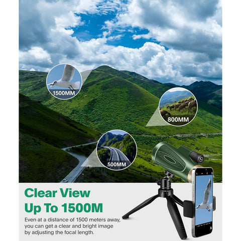 Monocular Telescope 80x100 High Power with Smartphone Adapter Tripod,Larger Vision Monoculars for Adults with BAK4 Prism & FMC Lens, Suitable for Bird Watching Hunting Hiking Camping Wildlife-Black