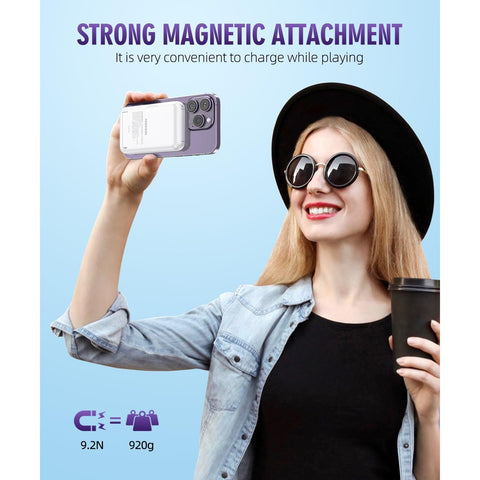 for Magnetic Power Bank, 6800mAh Wireless Portable Charger with PD30W Fast Charging, Battery Pack Built-in 2 Output Cables for iPhone 15/14/13/12 Series(Black)