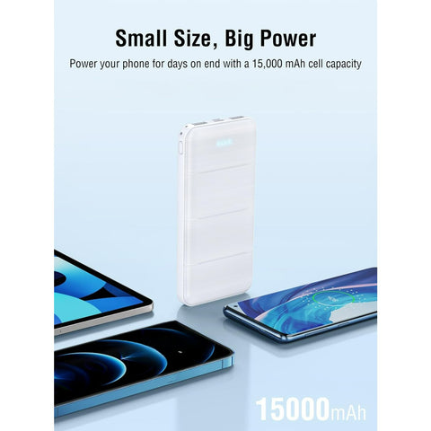 Portable Charger - Mobile Power - 15000mAh Dual USB, Output 5V3.1A Rapid Charger , Compatible with Smartphones and all USB Devices