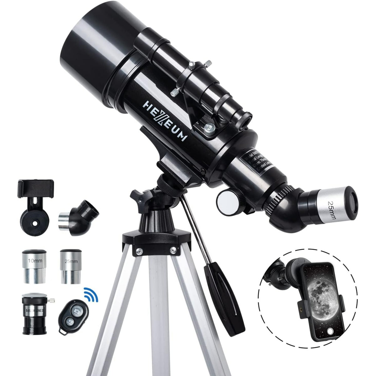 Telescope for  Adults - 70mm Aperture 500mm AZ Mount Fully Multi-Coated Optics Astronomical refracting Portable Telescopes, with Tripod Phone Adapter, Remote Control , Carrying Bag