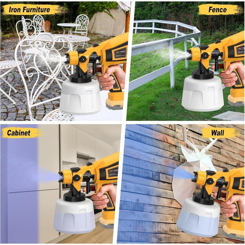 Paint Sprayer Tool High Power Electric Spray Paint Gun Easy to Clean for Furniture Cabinets Fence Walls Door  Gold (Not Include Battery)