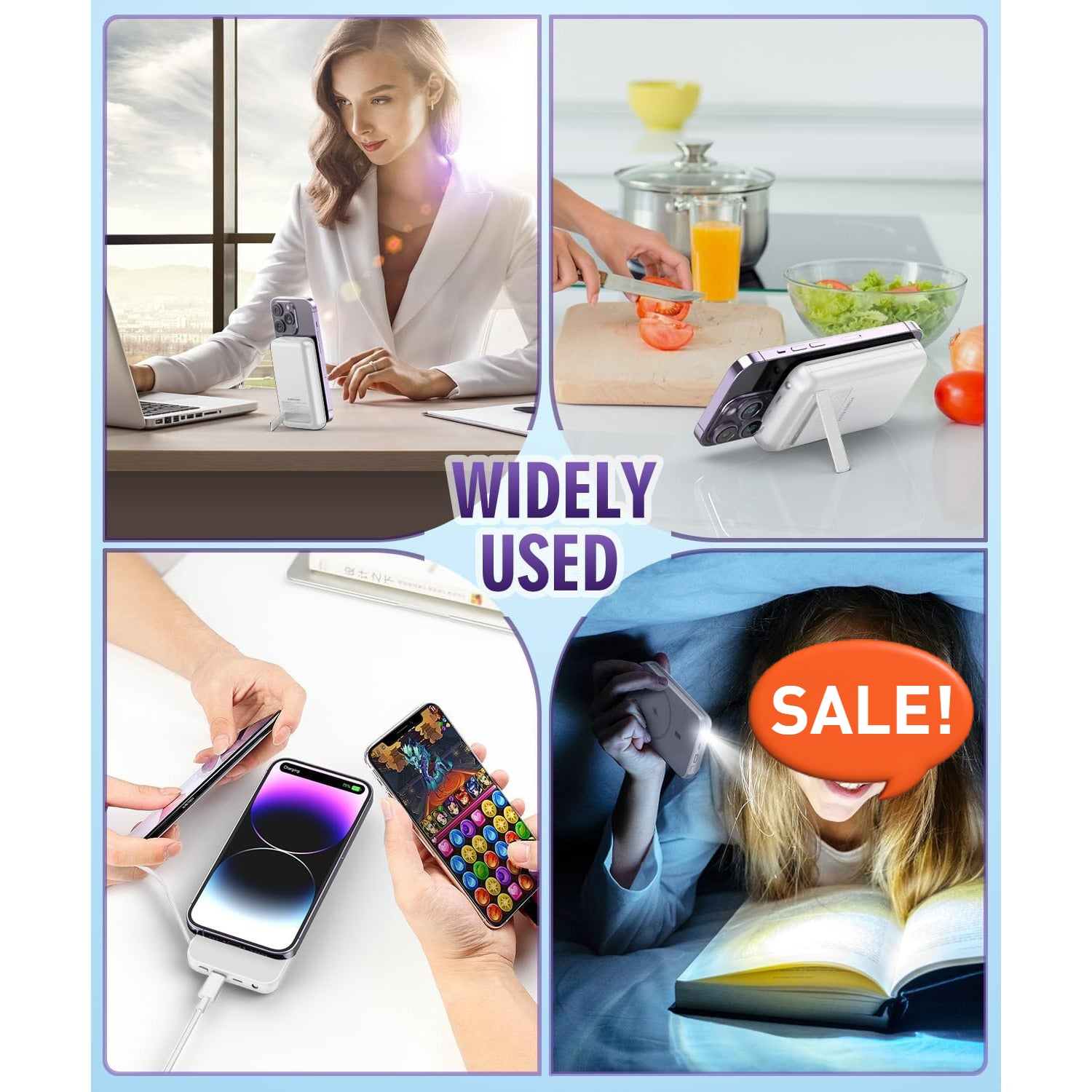 Magnetic Power Bank, 6800mAh Wireless Portable Charger with PD30W Fast Charging, Battery Pack Built-in 2 Output (White)