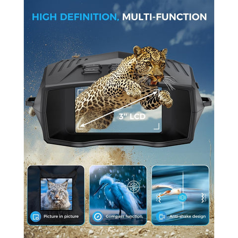 Night Vision Goggles - 5K Adult Night Vision Binoculars, 5000mAh Rechargeable Infrared Binoculars with 3'' Large Screen, 10x Digital Zoom w/ Flashlight for Camping