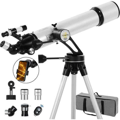 Telescope, 90mm Aperture 700mm - Vertisteel AZ Mounting Base, High Power Telescopes for Astronomy Enthusiasts, Adults & Kids, with Carrying Bag, Wireless Remote Control, Phone Adapter (Black)