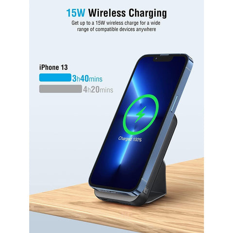 Portable Charger, PD 30W Fast Charger Foldable Wireless Power Bank with USB-C Port, Mag-Safe Battery Pack Only for iPhone 15/14/13/12 Series (Black)
