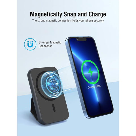 Portable Charger, PD 30W Fast Charger Foldable Wireless Power Bank with USB-C Port, Mag-Safe Battery Pack Only for iPhone 15/14/13/12 Series (Black)