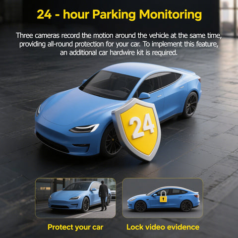 4K Full UHD 3-Channel Car Dash Cam - Front & Rear Cameras with 32GB Card, 2.0'' IPS Screen, Super Night Vision, WDR & Parking Monitoring