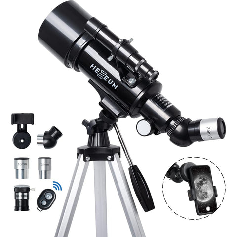Telescope for  Adults - 70mm Aperture 500mm AZ Mount Fully Multi-Coated Optics Astronomical refracting Portable Telescopes, with Tripod Phone Adapter, Remote Control , Carrying Bag