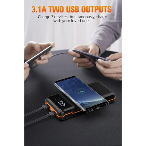 Portable 40,000mAh Mobile Power Charger with Flashlight, 5V3.1A Rapid Charger, Built-in Output/Input Cable, 10W Wireless Charger for Smart Devices and Cell Phones (Orange)
