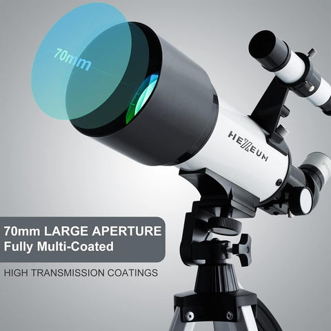 Telescope for  Adults - 70mm Aperture 500mm AZ Mount Fully Multi-Coated Optics Astronomical refracting Portable Telescopes, with Tripod Phone Adapter, Remote Control , Carrying Bag