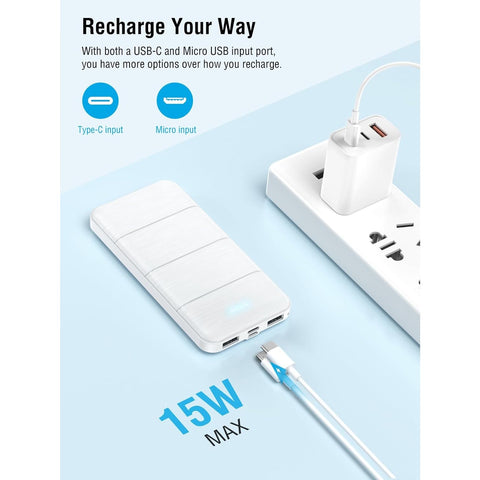 Portable Charger - Mobile Power - 15000mAh Dual USB, Output 5V3.1A Rapid Charger , Compatible with Smartphones and all USB Devices