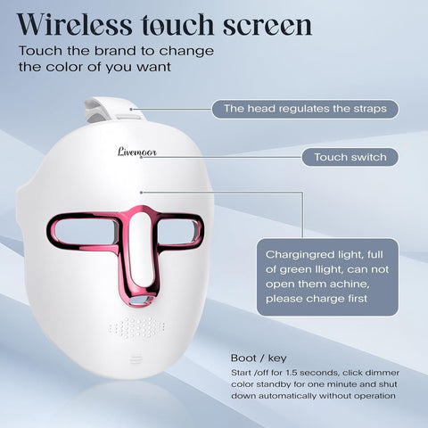 Led Face Mask Light Therapy, 7-1 Colors LED Facial Skin Care Mask, Red Light Therapy Mask for Face, White