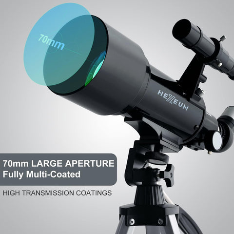 Telescope for  Adults - 70mm Aperture 500mm AZ Mount Fully Multi-Coated Optics Astronomical refracting Portable Telescopes, with Tripod Phone Adapter, Remote Control , Carrying Bag