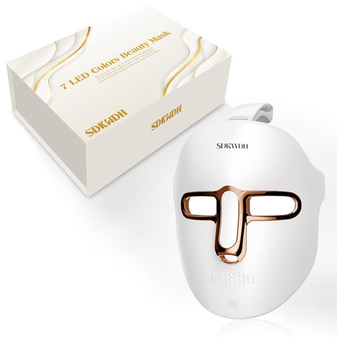 Led Face Mask Light Therapy, 7-1 Colors LED Facial Skin Care Mask, Red Light Therapy Mask for Face, White