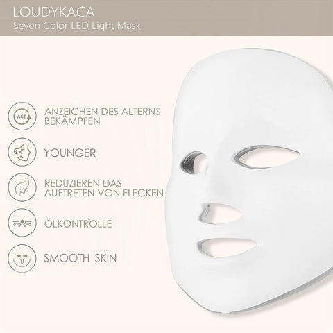 LOUDYKACA Led Face Mask Light Therapy, Red Light Therapy for Face, 7-1 Colors LED Facial Skin Care Mask