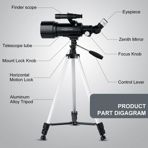 Telescope for  Adults - 70mm Aperture 500mm AZ Mount Fully Multi-Coated Optics Astronomical refracting Portable Telescopes, with Tripod Phone Adapter, Remote Control , Carrying Bag