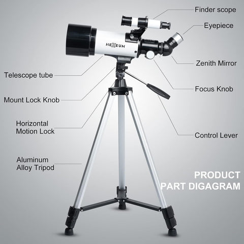 Telescope for  Adults - 70mm Aperture 500mm AZ Mount Fully Multi-Coated Optics Astronomical refracting Portable Telescopes, with Tripod Phone Adapter, Remote Control , Carrying Bag