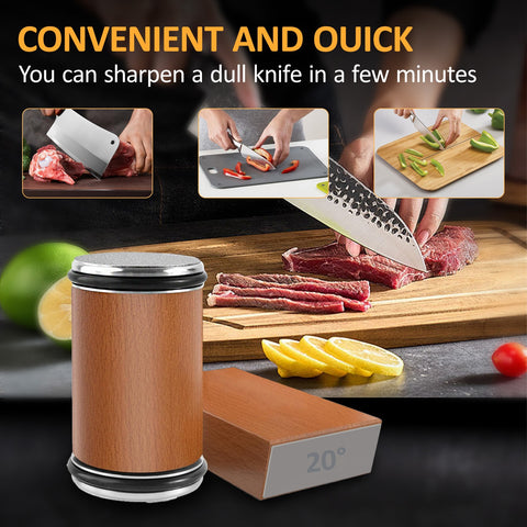 Rolling kitchen knife sharpener tool for sharpening knives with diamonds, available in 15° and 20° magnetic angles
