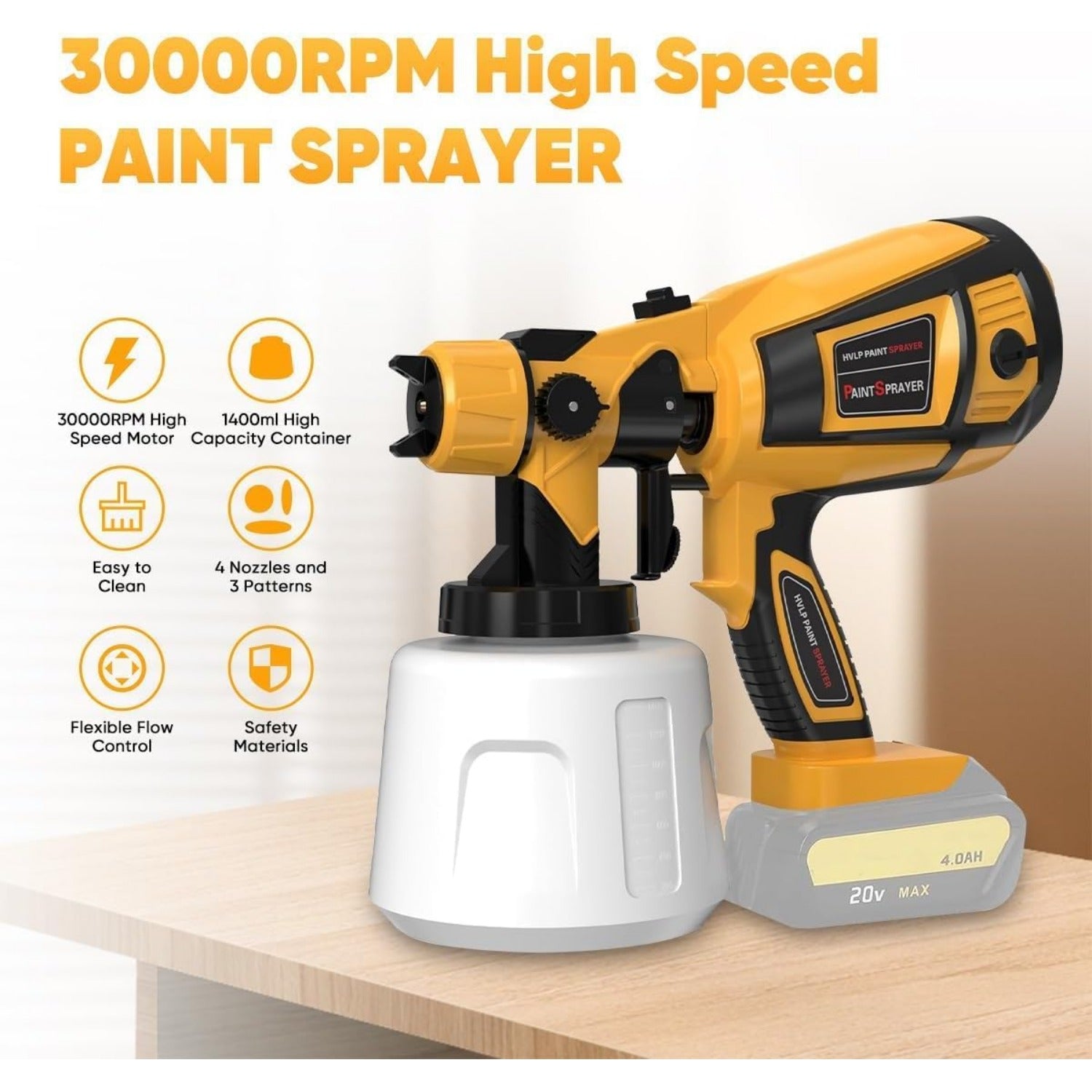 Spray Paint Tool 1000W Electric Spray Gun, Easy to Clean for Furniture Cabinets Fences Walls Doors Garden Chairs