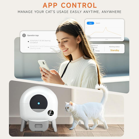 Self-Cleaning Automatic Cat Litter Box with Trash Bags and Mat