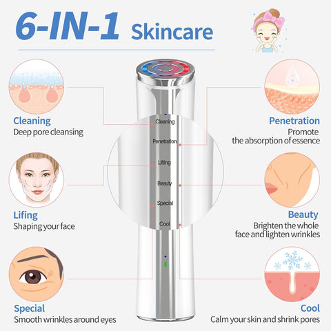 Texet Skin Tightening Device 6-in-1 Microcurrent Facial Device Face Massager, Firming,Lifting, Toning, Wrinkle