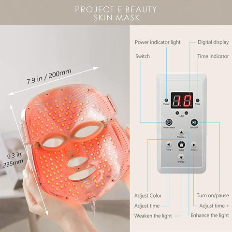 LOUDYKACA Led Face Mask Light Therapy, Red Light Therapy for Face, 7-1 Colors LED Facial Skin Care Mask