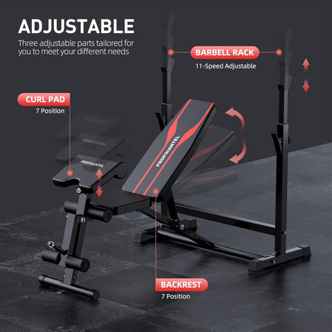 Adjustable Workout Bench Press Set for Home Gym Strength Training