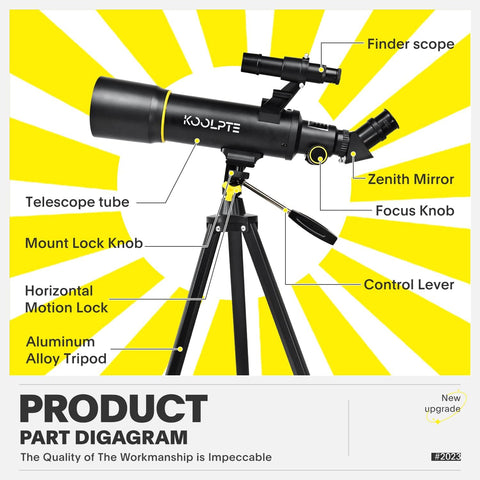 Binoculars, 70mm Aperture 400mm Mount Astronomical Refractor Telescope (20x-200x) for Adults with Tripod Cell Phone Adapter, Remote Control, Easy to Use