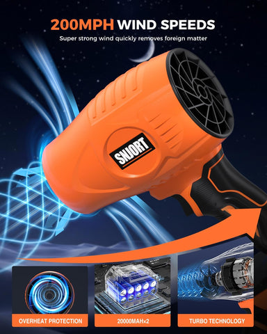 Leaf Blower Cordless with Battery and Charger,500,000 RPM,Extended Nozzle
