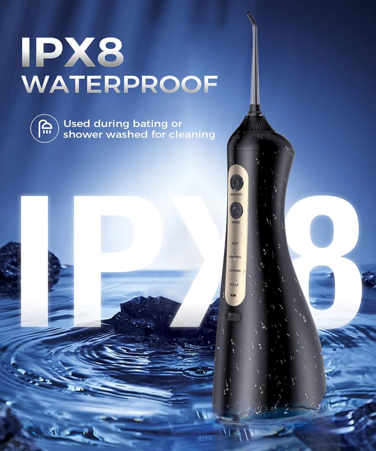 Rechargeable Water Flosser with U-Shaped Tip for Home & Travel