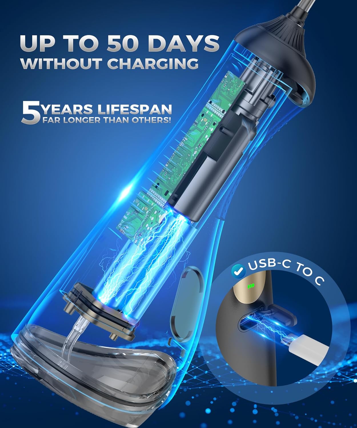Rechargeable Water Flosser with U-Shaped Tip for Home & Travel