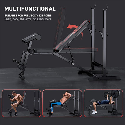 Adjustable Workout Bench Press Set for Home Gym Strength Training