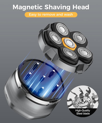 New Magnetic 6D Electric Razor for Bald Men
