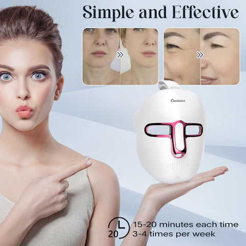 Led Face Mask Light Therapy, 7-1 Colors LED Facial Skin Care Mask, Red Light Therapy Mask for Face, White