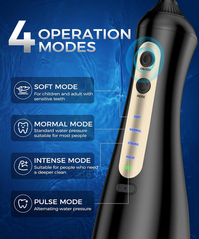 Rechargeable Water Flosser with U-Shaped Tip for Home & Travel