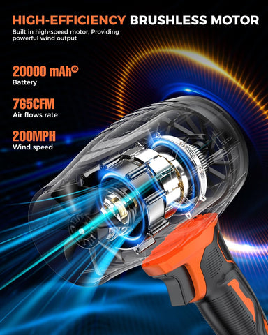 Leaf Blower Cordless with Battery and Charger,500,000 RPM,Extended Nozzle