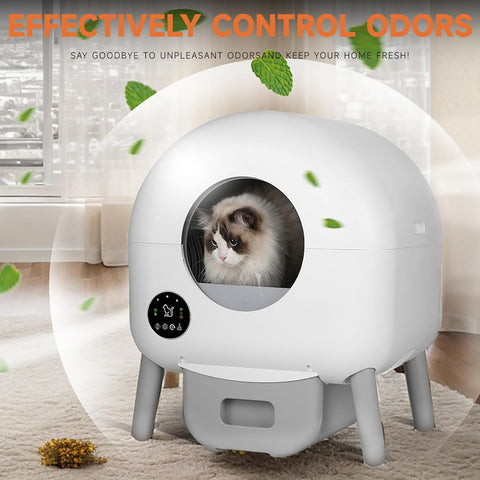 Self-Cleaning Automatic Cat Litter Box with Trash Bags and Mat