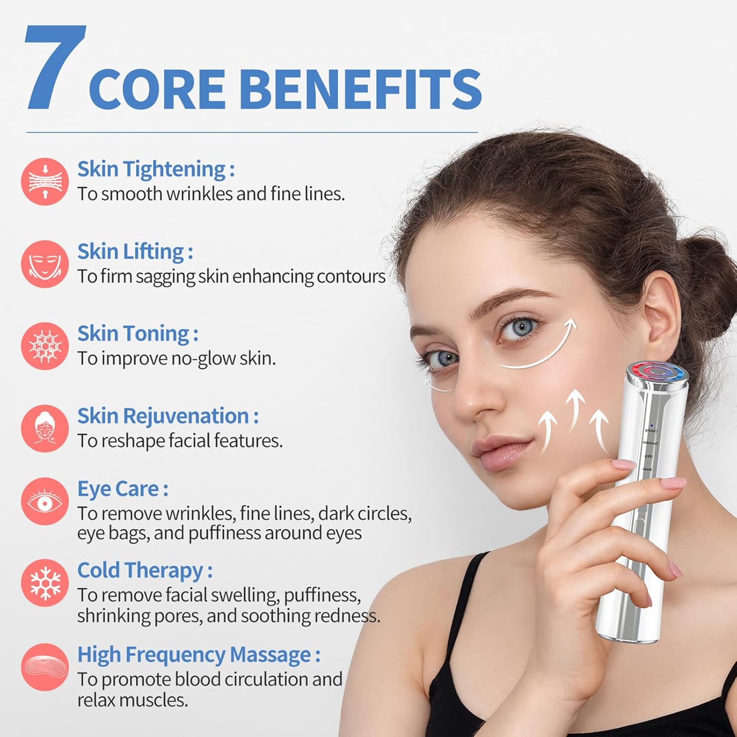 Texet Skin Tightening Device 6-in-1 Microcurrent Facial Device Face Massager, Firming,Lifting, Toning, Wrinkle