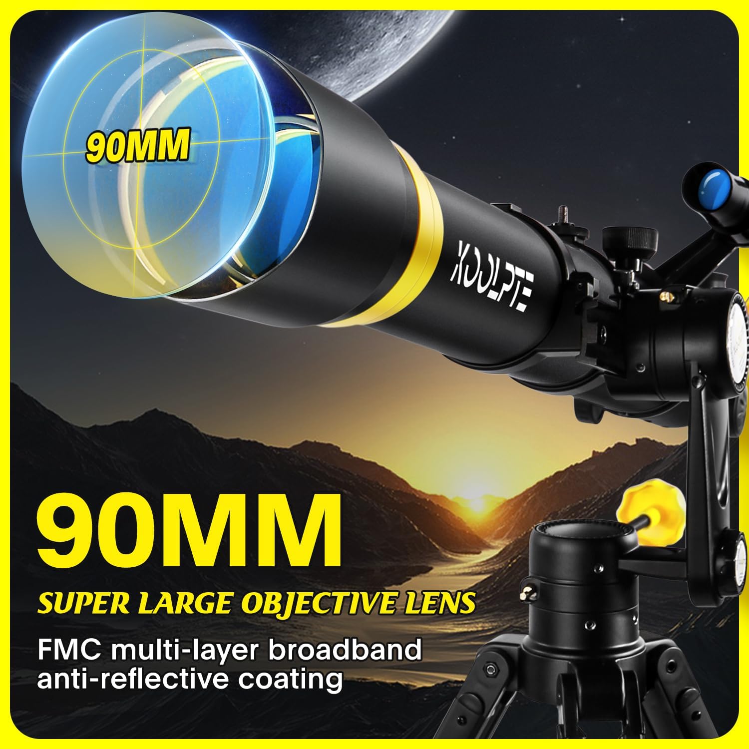 Telescope 90mm Aperture 900mm - Vertisteel AZ Mount Base, High Precision Adjustment, Magnification 45-450x, Wireless Remote, Phone Adapter - Ideal for Astronomy Enthusiasts and Beginners (White)