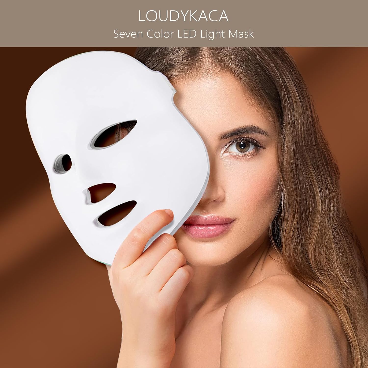 LOUDYKACA Led Face Mask Light Therapy, Red Light Therapy for Face, 7-1 Colors LED Facial Skin Care Mask