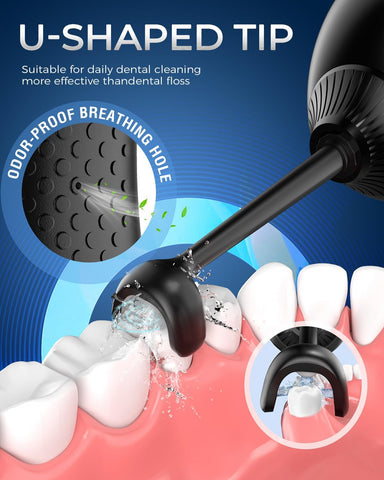 Rechargeable Water Flosser with U-Shaped Tip for Home & Travel